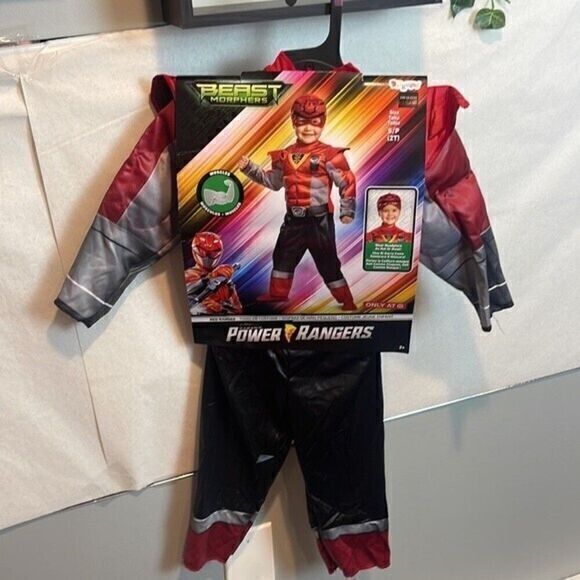 Power Rangers Beast Morphers Red Ranger Toddler Costume with Muscles Size 2T - Picture 2 of 6